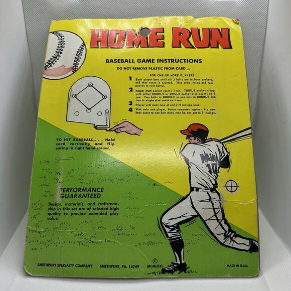 Vintage Smethport Specialty Company 1971 Home Run Baseball Pinball Game #207 - Picture 2 of 12